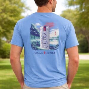 Michelob Ultra First Round T-shirt by Jedco, Carolina Blue XL New